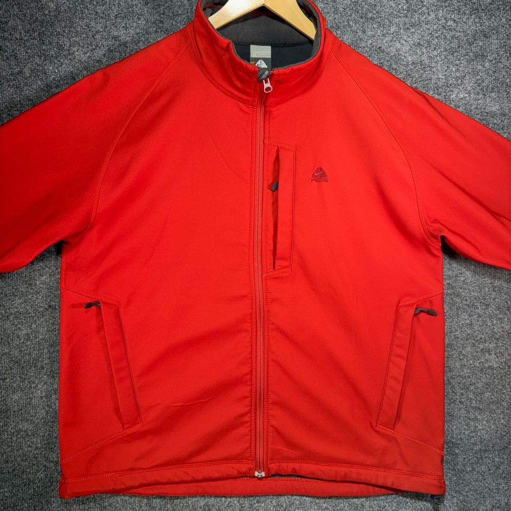 Nike ACG Softshell Jacket Mens XL Red Fleece Lined Outdoor Hiking Vintage 90's - Picture 2 of 15